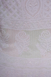 Gulaab Viscose Georgette Unstitched Chikankari Suit Set with Dupatta-White